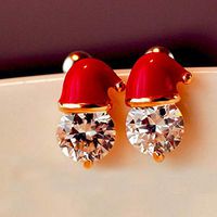 Nice Christmas Santa Hat Ear Stud Xmas Cubic Zirconia Earrings Secret Party Gift Best Accessory Good Jewerly Fine Women Design Womens Designer Pendant Bangle