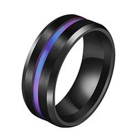 JULAN Stainless Steel Brushed Groove Ring Weight Loss Ring Magnetic Therapy Healthcare Finger Ring