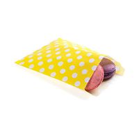 Disposable Paper Bags, Cookie Bags, Deli Bags, Bakery Bags - Yellow with White Polka Dots - 7" x 5" - 100ct Box - Restaurantware