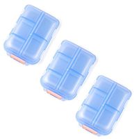GOTITENI Pill Case 3 Packs, Travel Portable Pill Organizer for Vitamins, Supplements and Medication Storage, Translucent Blue