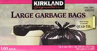 Kirkland Signature Large Quad-tie Garbage Bags, 76.2 cm × 90.1 cm (30 in × 35.5 in), Pack of 100