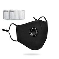 Air Purifying Reusable Face Mask with Carbon Filter Anti-Fog PM2.5 Respirator-Protection from Dust, Pollen, Pet Dander, Other Airborne Irritants,Black+2 PCS Filter Pads