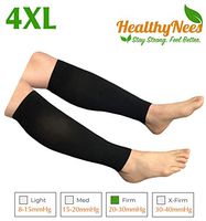 HealthyNees Shin Calf Sleeve 20-30 mmHg Medical Compression Circulation Extra Wide Plus Size Big Tall Leg Thick Calves Firm Support (Black, Wide Calf 4XL)