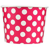 Valentine's Day Pink Paper Ice Cream Cups - 16 oz Polka Dotty Disposable Bowls - Comes in Many Colors - Frozen Dessert Supplies - 50 Count