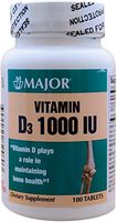 Vitamin D3 as Cholecalciferol 1000 IU Vitamin D Supplement 100 Tablets per Bottle