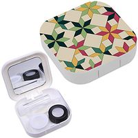 Portable Contact Lens Case Box Travel Kit Mirror + Bottle + Tweezers Container Holder [ Quilt ]