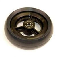 Pair of 5" X 1 1/2", 3-Spoke Black, Wide Black Urethane Caster Tires for Powerchair Wheelchair
