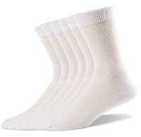 Well Knitting Men's Non-Binding Diabetic Ultra Loose Welt Soft and Comfort Coolmax Crew Thin Socks (6 White, L(10-13))