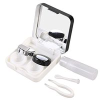 SUPVOX Contact Lens Travel Kit Portable Contact Lens Box Container Holder with Insert Mirror Tweezer and Solution Bottle (Black)