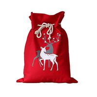THOUSMOON Christmas Bag Santa Sack with Drawstring Reindeer Red Express Delivery Design Gift Bag Xmas Presents Large Size 19"x27" (Red Reindeer)