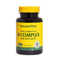 NaturesPlus B Complex with Rice Bran - 90 Vegetarian Tablets - Yeast Free B Vitamin Supplement, Energy & Brain Booster, Mood Enhancer, Anxiety Reducer, Stress Reliever - Gluten-Free - 90 Servings