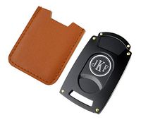 Personalized Visol Guillotine Pocket Cigar Cutter - Brown Case with Free Laser Engraving (Roman Monogram)