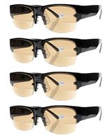 4 Pack Unisex Bifocal Sunglasses Sun Reader Semi-Rimless Reading Glasses (Brown, +3.5)