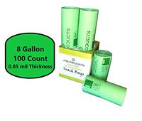 Compostable Trash bags 100% Biodegradable Trash Bags Kitchen Trash Bags - 8 Gallon ASTM D6400 Certified by JTSC Products - Extra Heavy Duty 0.85 mil Thick, Organic Waste bag