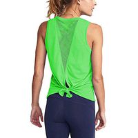 Meikosks Womens Mesh Yoga Tops Cute Workout Clothes Exercise Gym Shirts Running Tank Tops Green