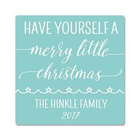 20 Personalized Square Have Yourself a Merry Stickers - Customized Christmas Stickers