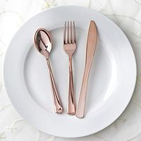 Efavormart 60 Pcs Wholesale Rose Gold Metallic Disposable Plastic Cutlery Set for Wedding Party Banquet Events Candy Buffets