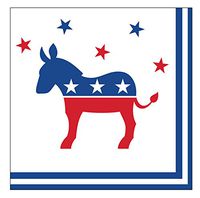 Creative Converting 16 Count Paper Beverage Napkins Donkey, Playful Politics, Democrat
