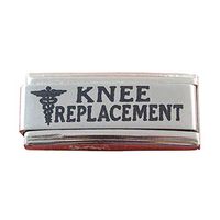 Gadow Jewelry 2 Pcs Knee Replacement Medical ID Alert Italian Charms for Bracelet Men or Women Awareness Stainless Steel