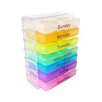 GreatforU Daily Pill Case, 7-Day Weekly Pill Organizer Box, Travel Medicine Dispenser Reminder for Medication, Vitamins, Capsule, Fish Oil, Cod Liver Oil, Tablets, with Stackable AM PM 28 Compartment