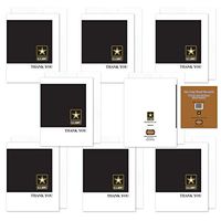 US Army - Classic Thank You Notecard Pack - BLACK - Blank Inside - Set of 8 Notecards With Envelopes - by 2MyHero