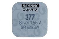 One (1) Rayovac 377 (SR626SW) Swiss Made 1.55v Silver Oxide Watch Battery - Blister Packed