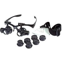 BISOZER Watch Repair Magnifier Kit, 10X 15X 20X 25X Magnifying Glasses with LED Light, Illumination Double Eyes Jewelry Loupe for Watch Jewelry Repair Miniature Engraving Tool Set