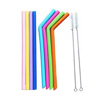 8pcs Silicone Drinking Straws Reusable Eco Friendly Straws with 2 Pack Cleaning Brushes for 20oz or 30oz Tumbler for Hot and Cold Drinks