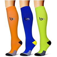 Compression Socks,(3 Pairs) Compression Sock for Women & Men - Best for Running, Athletic Sports, Crossfit, Flight Travel(Multti-colors5-L/XL)