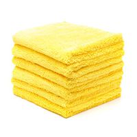 Kingole Microfiber Cleaning Cloths Rags Pack of 6, All-Purpose Edgeless Strong Absorbent Towels Scratch-Free No Lint or Streaks (Gold, 16"x16")