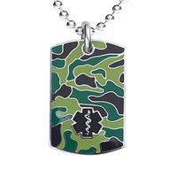 Divoti Deep Custom Laser Engraved Stainless Steel Medical Alert Necklace for Men, Camo Black Tag Medical ID Necklace, Medical Dog Tag w/Free Engraving- 24 Ball Chain -Black