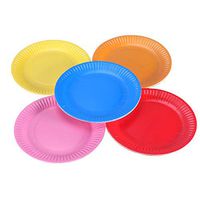 Toyvian 50 Pcs 7 Inch Disposable Paper Plates Assorted Color Round Dinner Plates Birthday Party Supplies