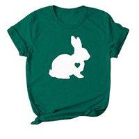 Eoeth Plus Size Women Easter Bunny Tops T-Shirt Funny Casual Short Pullover Sleeve Summer Blouse Shirts Tees Tracksuits Green