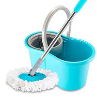 Spin Mop With Stainless Steel Bucket System Extend Handle Mop Heads For Home Floor Cleaning (Color : Blue, Size : 46.5x24x26cm)