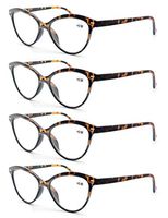 MODFANS 4 Pack Fashion Designer Cat Eye Reading Glasses 3.0 for Womens with Spring Hinge Stylish Comfortable Readers Demi