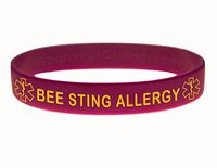 Bee Sting Allergy ID Bracelet Wristband - Purple - 8-1/4 Inches - Large
