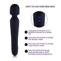 Handheld Wand Massager with Heating Mode - Tight and Sore Muscles Relief Massager, Alleviating Shoulder, Arms, Back, Legs, Or Muscle Tension - Body Therapeutic, 100% Waterproof and Quiet. (Black)