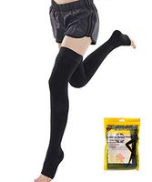 Ailaka Opened Toe Thigh High 20-30 mmHg Compression Stockings for Women and Men, Firm Support Graduated Varicose Veins Socks, Travel, Casual-Formal Hosiery