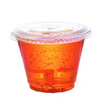 9 oz -30sets Clear plastic cups with flat lids-Plastic Portion Cups -PET- Disposable cold drink party cups for Cold Drink/Bubble Boba/Iced Coffee/Tea/Smoothie