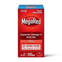 Omega-3 Krill Oil 350mg Supplement - Megared 130 softgels - EPA and DHA fatty acids, Antioxidants, Carotenoids, No fishy burp aftertaste as with Fish Oil