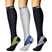 CHARMKING Compression Socks (3 Pairs) 15-20 mmHg is Best Athletic & Medical for Men & Women, Running, Flight, Travel, Nurses, Edema - Boost Performance, Blood Circulation & Recovery (L/XL,Assorted 19)
