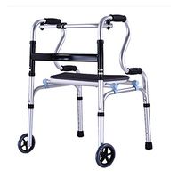 Walkers for Seniors with Seat Folding Mobility Rolling Walker Adjustable Height and Detachable Legs Assisted Walking Medical Folding Walker with Wheels,Metallic