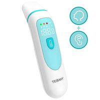 【2019 Updated】TEIBAKY Thermometer for Fever Forehead and Ear Thermometer Baby, Kid and Adult LED Display Accurate Reading with Fever Indicators Medical Thermometer Professional Certification