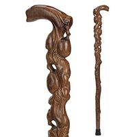 Wooden Carved Crutch Comfortable Handle Walking Sticks Retro Cane for Men and Women 90cm