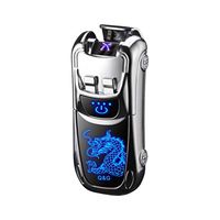 Dual Arc Lighter Double Arc Plasma Lighter USB Rechargeable Windproof Flameless Electronic No Gas Lighters Good for Cigar Candle Cigarette (Silver Dragon)