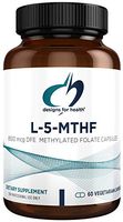 Designs for Health L-5-MTHF 5mg (8500mcg DFE/Dietary Folate Equivalent) - Quatrefolic, Active B9 Methylfolate (60 Capsules)