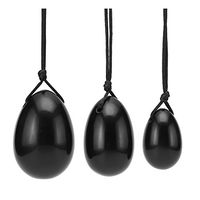 JOVIVI Jade Stone Egg Yoni Egg Massage Stone 3PCS Natural Black Obsidian Gemstone Chakra Healing Yoga Exercise Eggs to Train Pelvic Muscles Kegel Exercise
