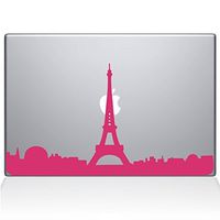 The Decal Guru 2070-MAC-13A-BG Paris City Skyline Decal Vinyl Sticker, 13" MacBook Air, Pink
