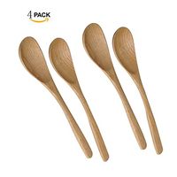iModen 7.5" Wooden Spoon Soup Spoon Teaspoon Chinese Style Tableware (4)