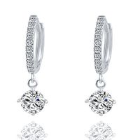 JSPOYOU Earrings for Women 1 Pair Women Fashion Crystal Rhinestone Round-Shaped Ear Stud Earrings Silver